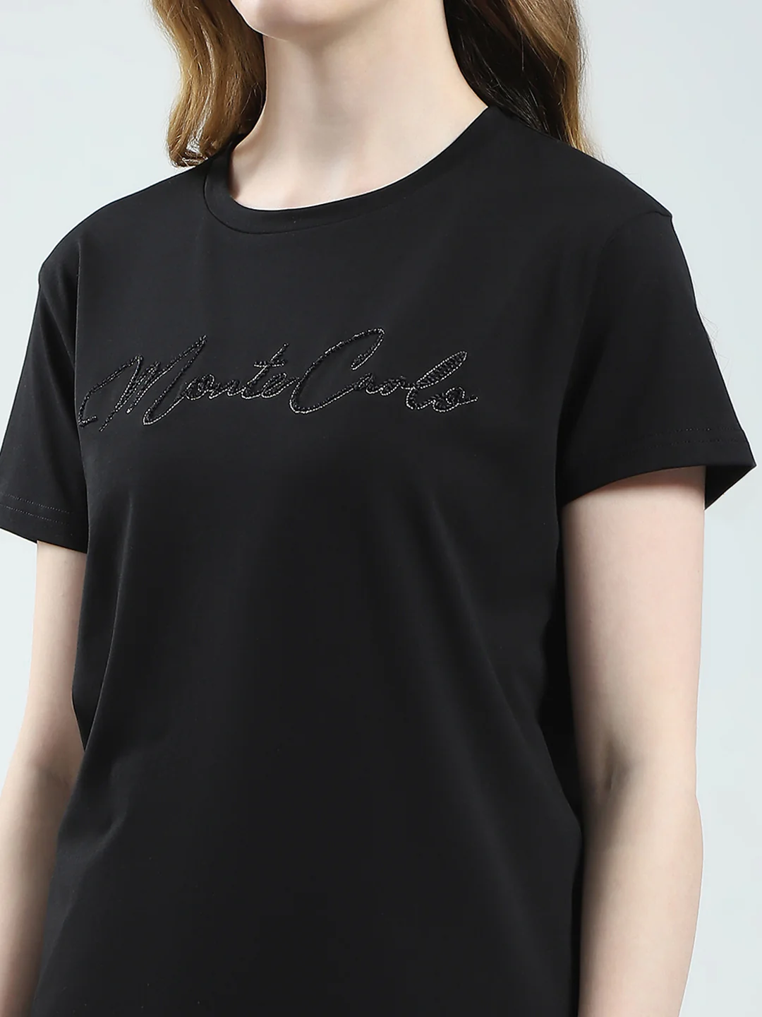 Women Black Solid Round Neck Half Sleeve Top - Image 7