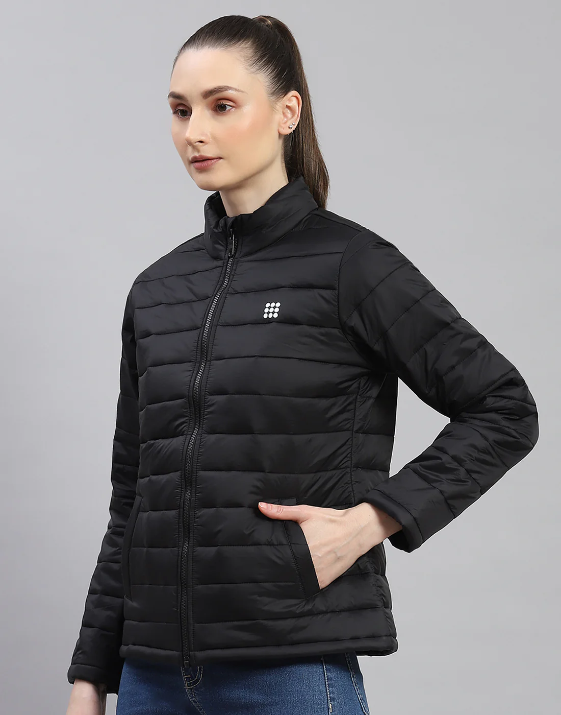 Rock.it Women Black Solid Stand Collar Full Sleeve Jacket - Image 3