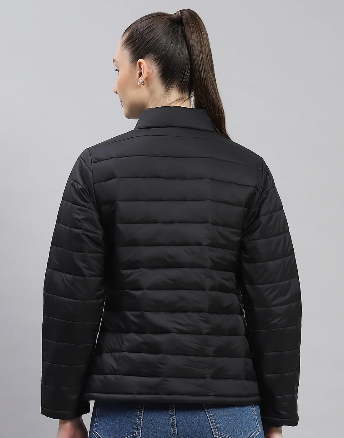 Rock.it Women Black Solid Stand Collar Full Sleeve Jacket - Image 5