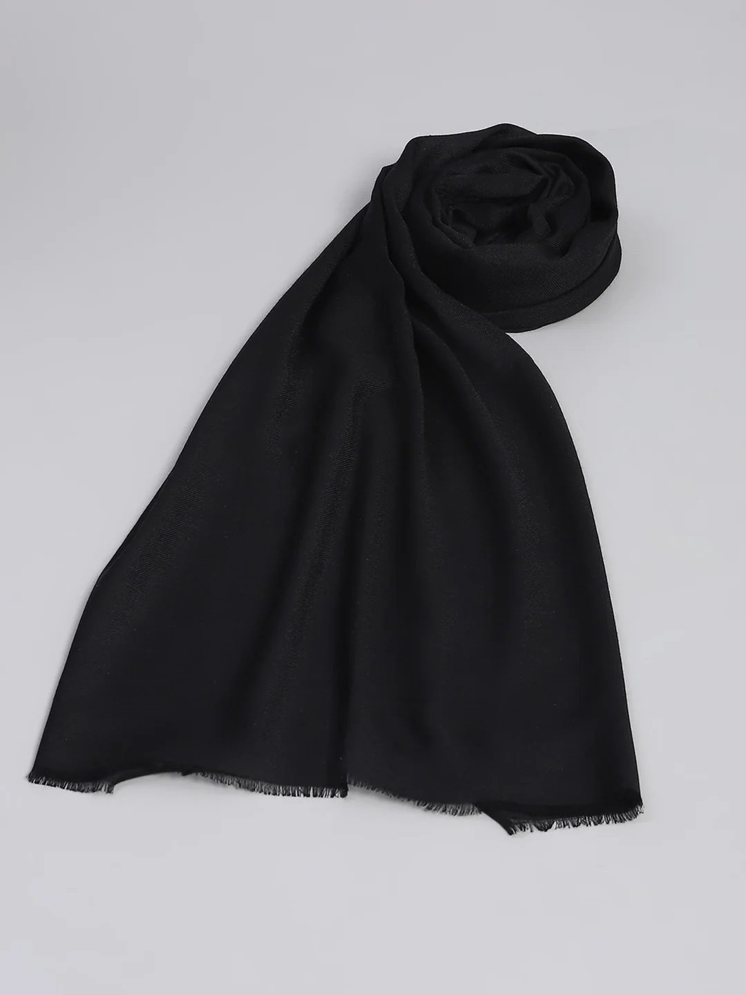 Women Black Solid Stole - Image 6