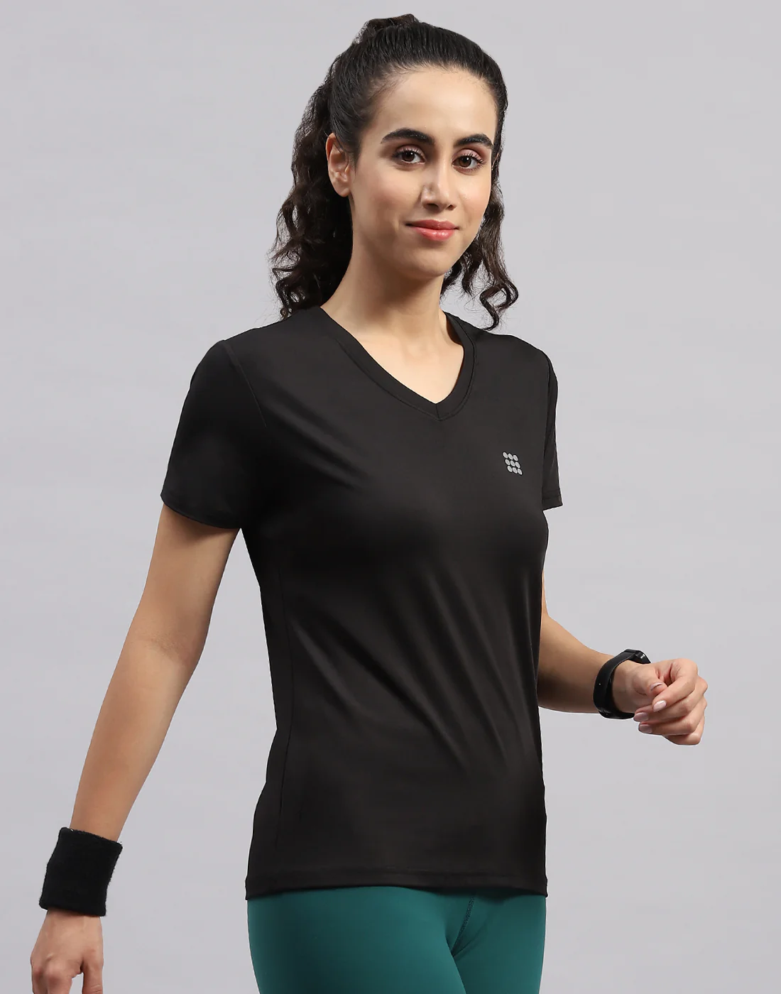 Rock.it Women Black Solid V Neck Half Sleeve Top - Image 4