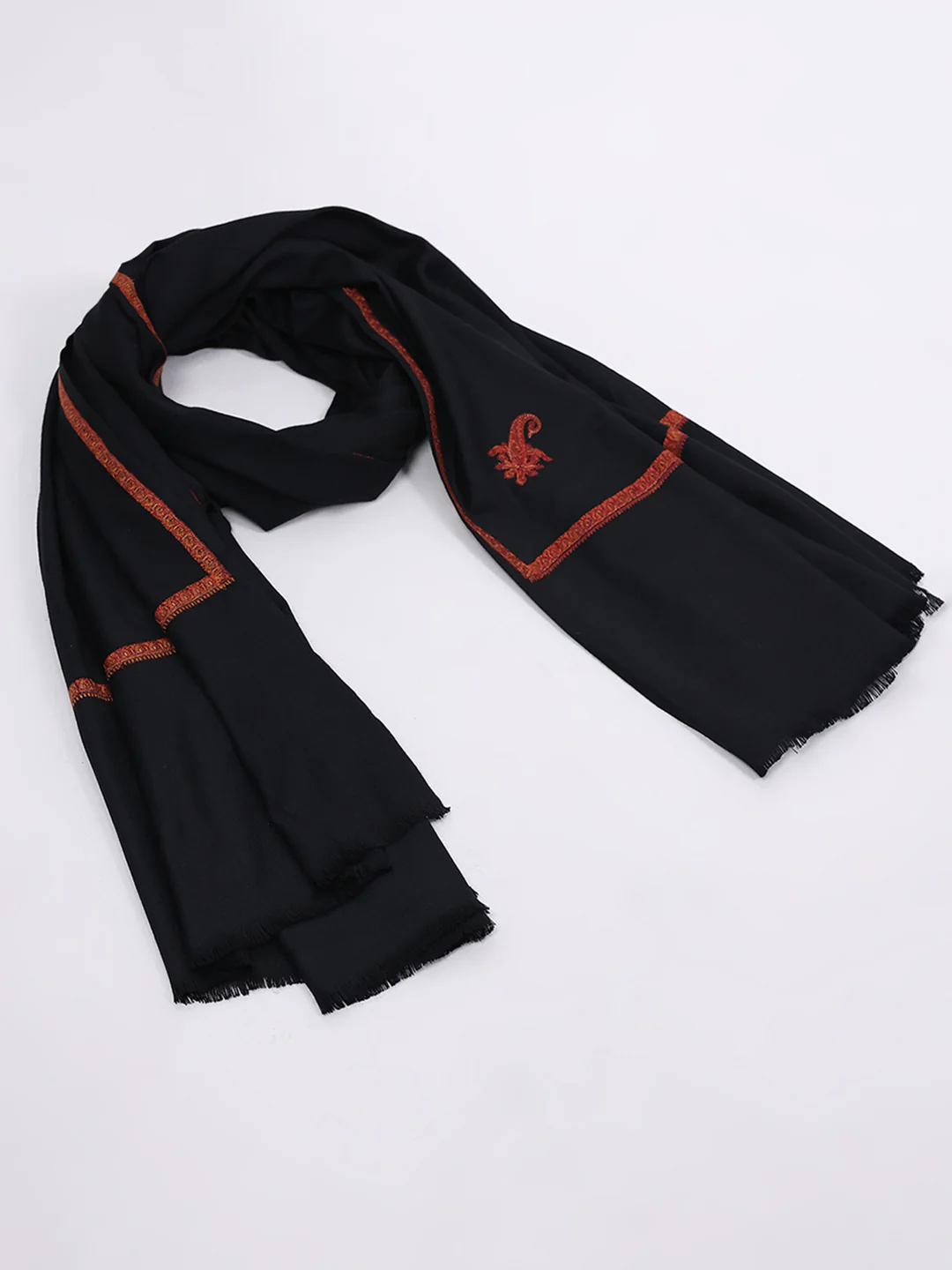Women Black Solid Wool Blend Shawl - Image 6