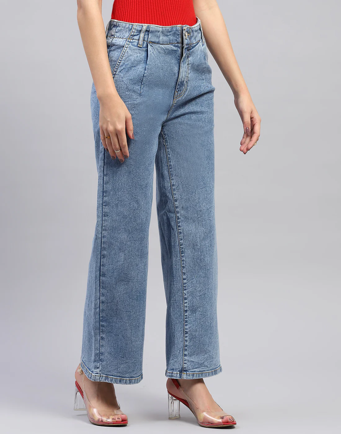 Women Blue Heavy Wash Regular Fit Denim - Image 4