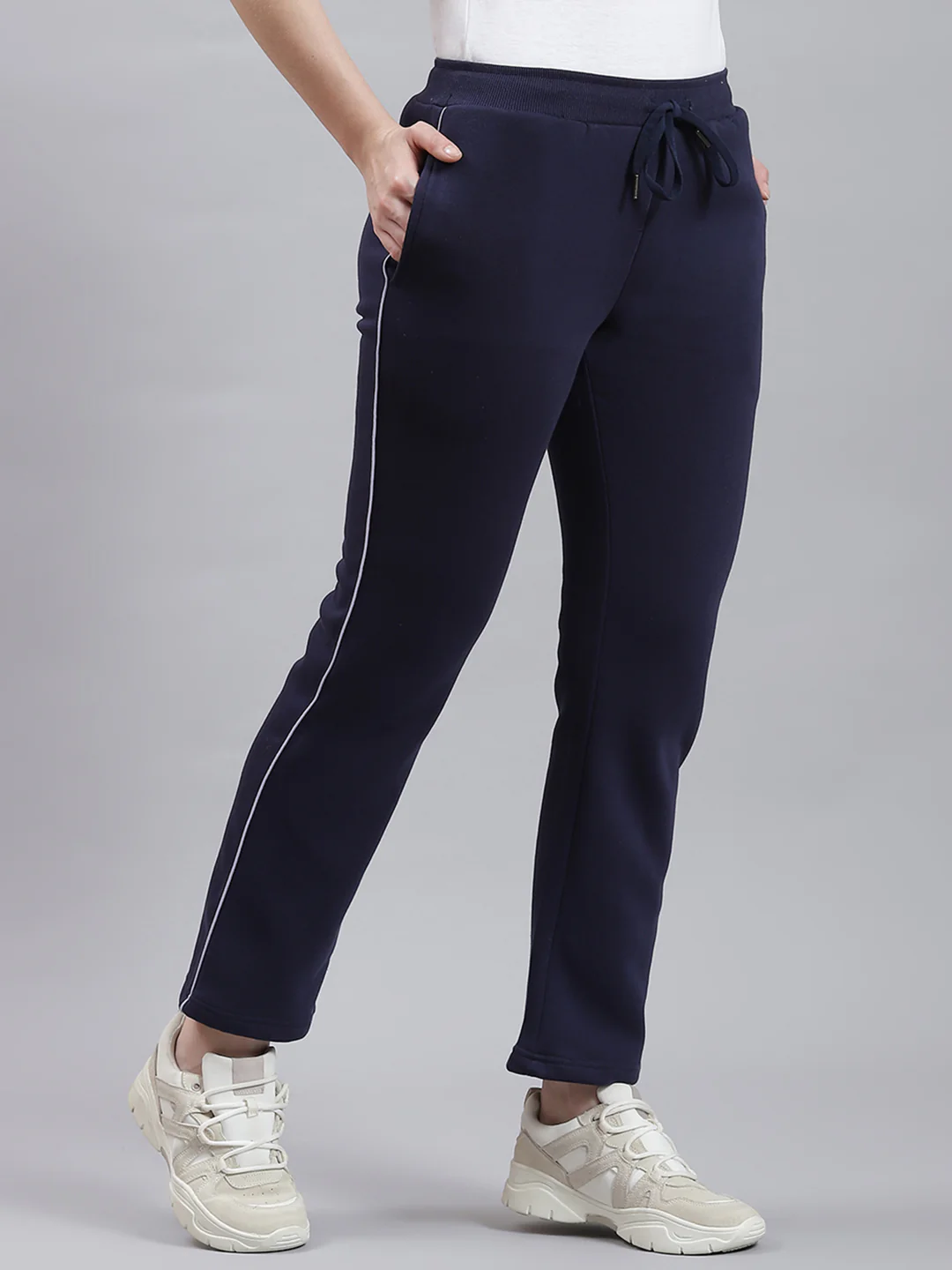 Women Blue Plain Winter Lower - Image 3