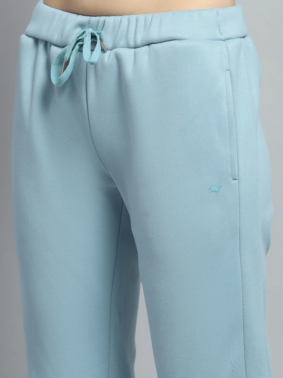 Women Blue Printed Mock Neck Full Sleeve Tracksuit - Image 8