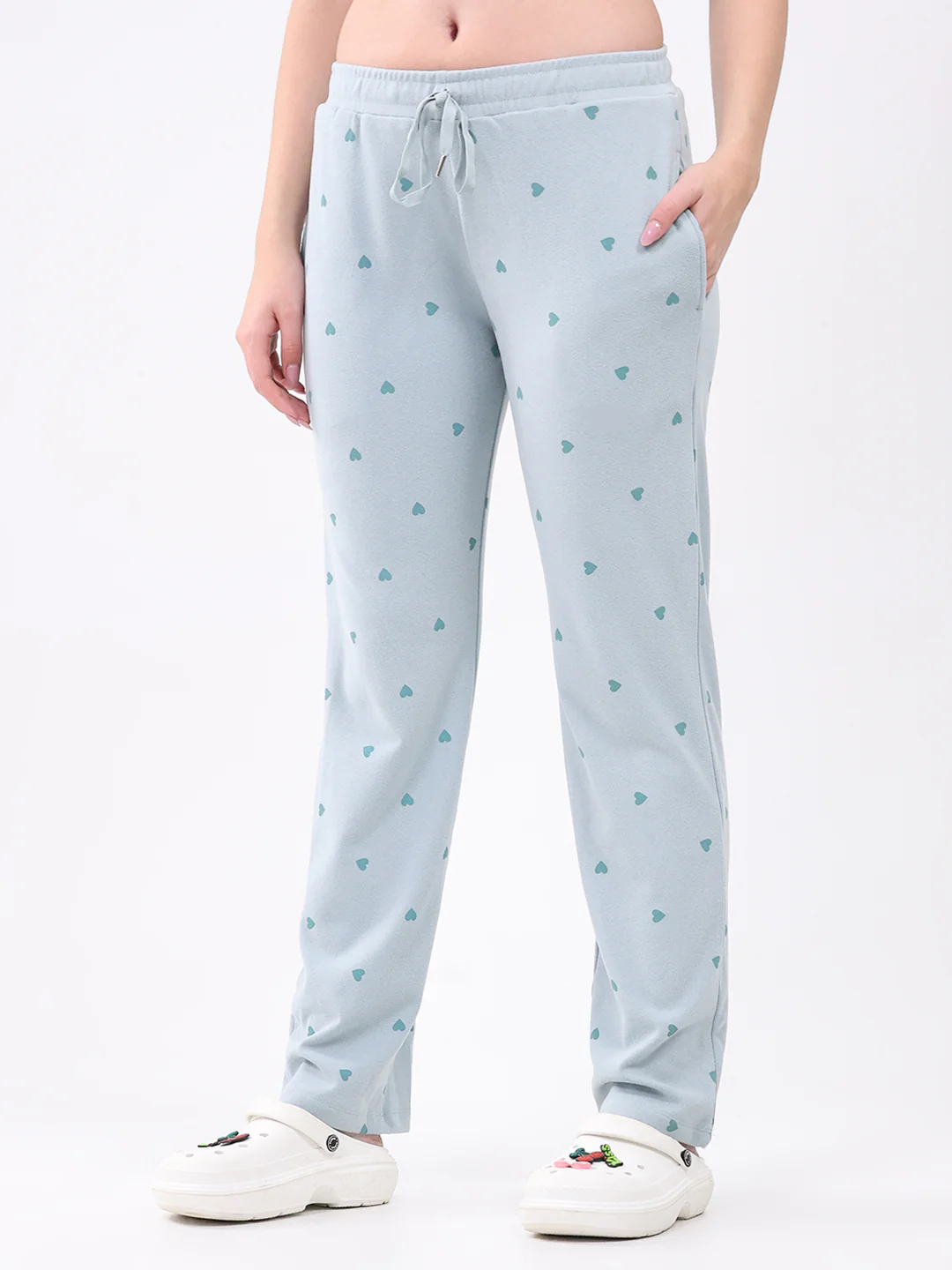Women Blue Printed Round Neck Full Sleeve Lower Set - Image 7