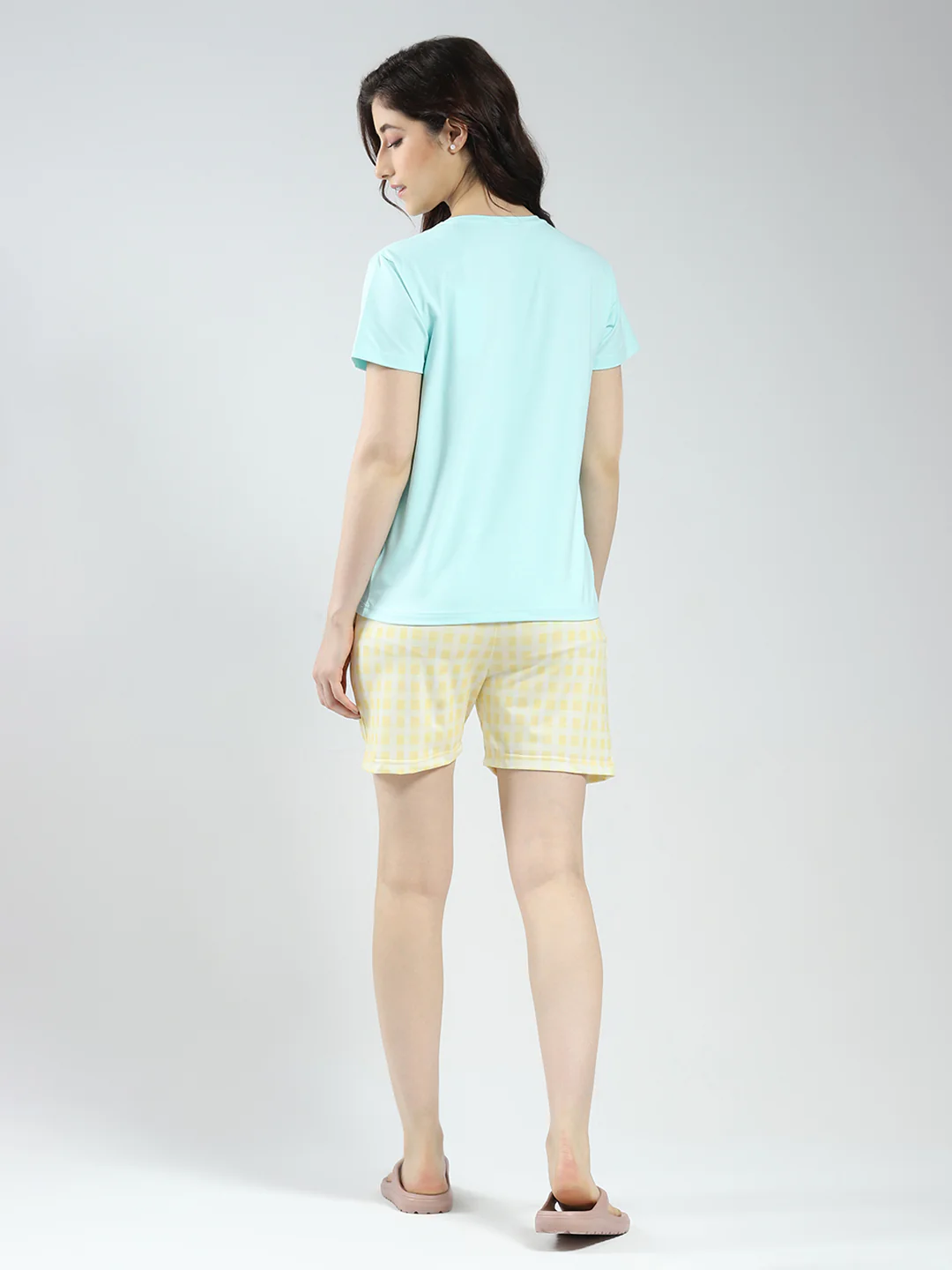 Women Blue Printed Round Neck Half Sleeve Combo 3Pc Set (T-Shirt, Shorts & Lower) - Image 11