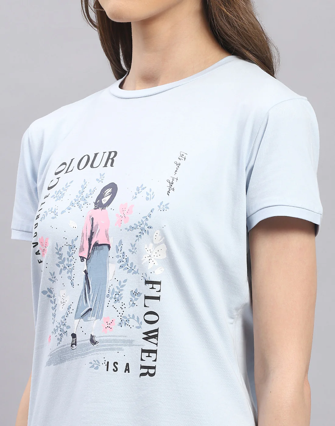 Women Blue Printed Round Neck Half Sleeve Top - Image 6