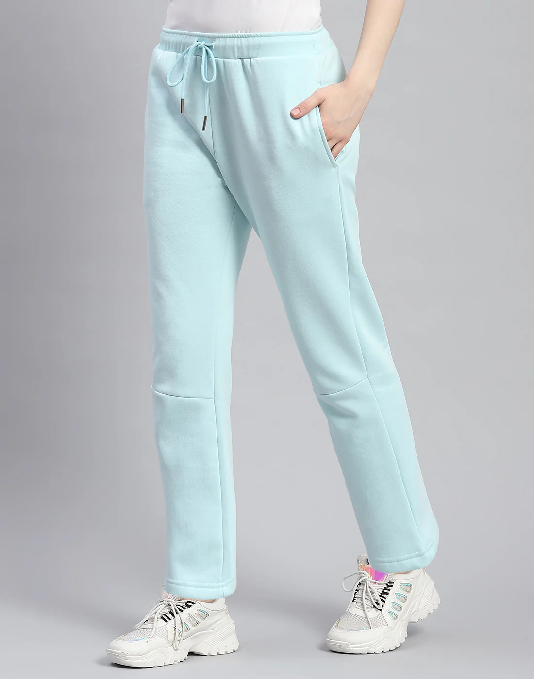 Women Blue Printed Stand Collar Full Sleeve Tracksuit - Image 7