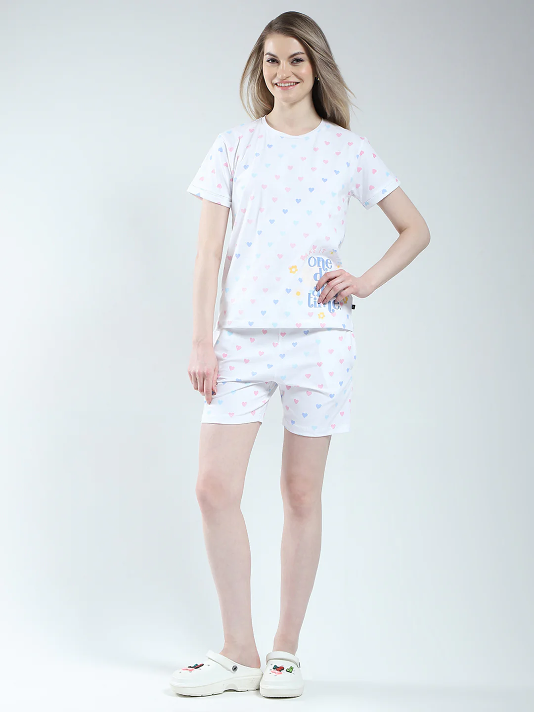 Women Blue Printed Round Neck Half Sleeve Combo Set - Image 7