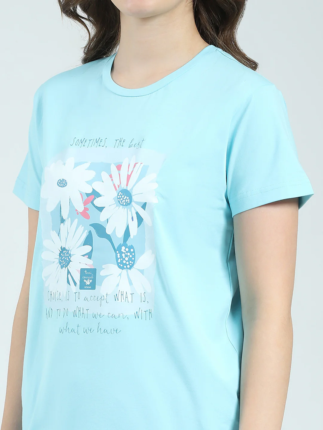 Women Blue Printed Round Neck Half Sleeve Lower Set - Image 7