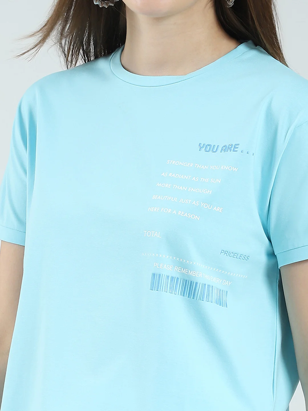 Women Blue Printed Round Neck Half Sleeve Top - Image 7