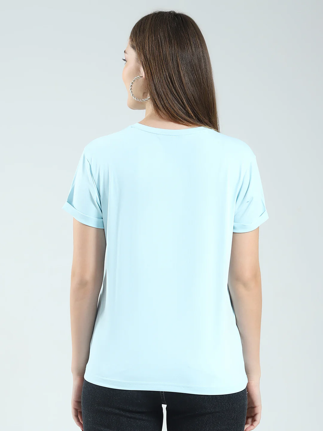 Women Blue Printed Round Neck Half Sleeve Top - Image 5