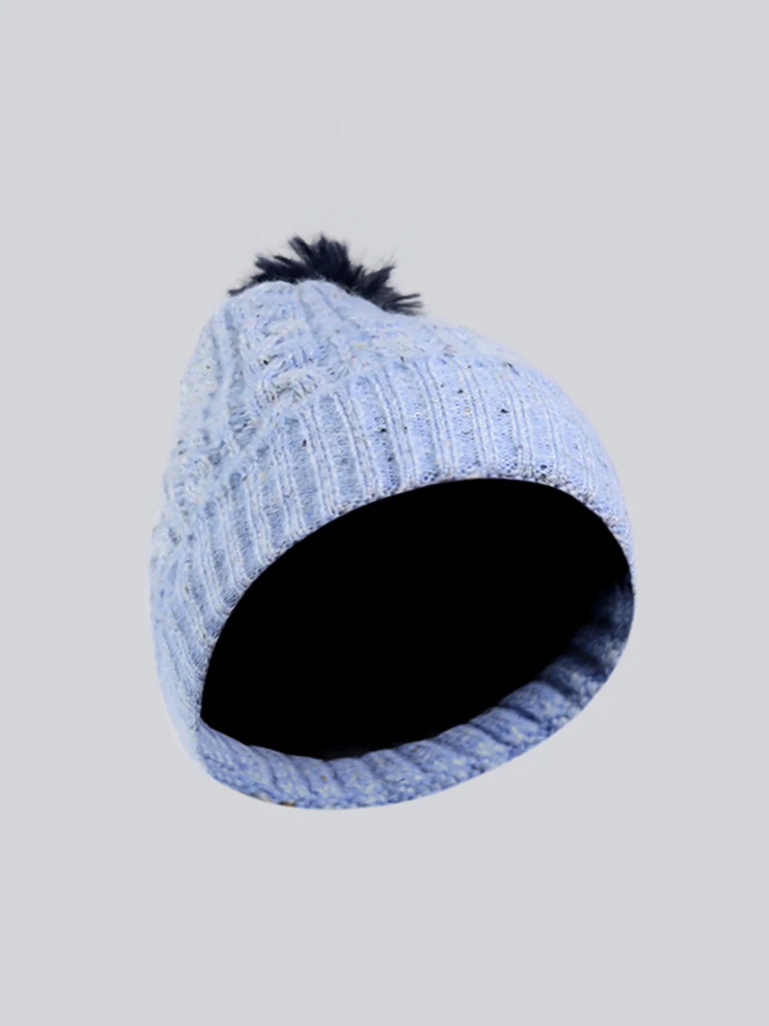 Women Blue Self Design Blend Wool Cap - Image 2