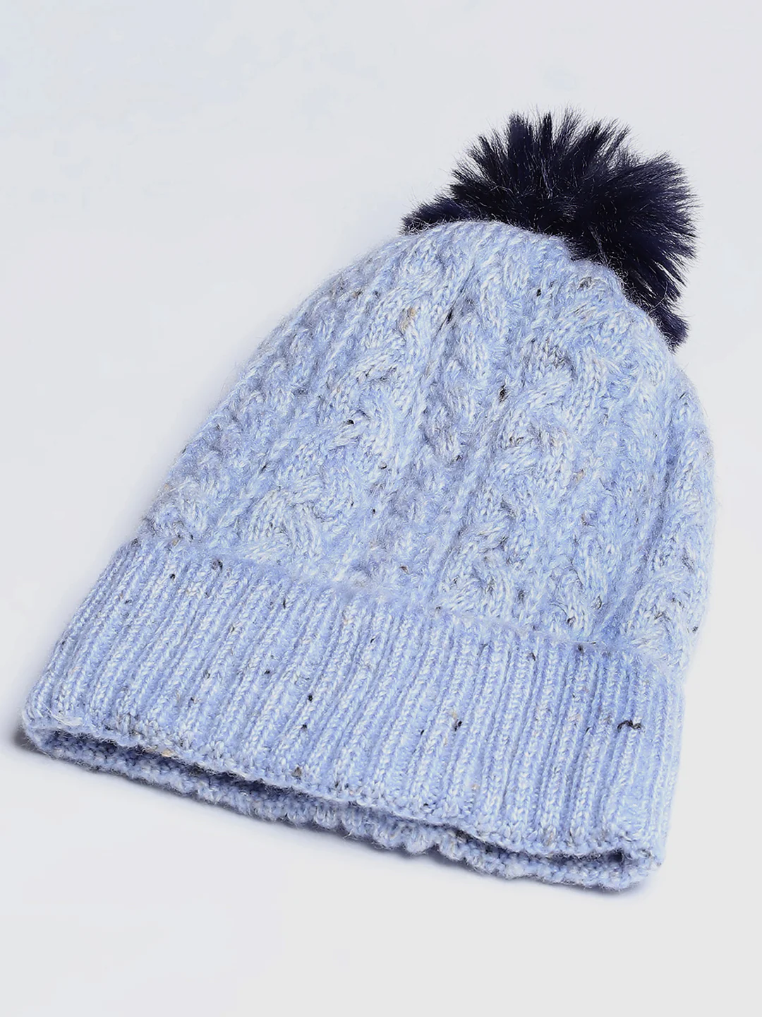 Women Blue Self Design Blend Wool Cap - Image 6