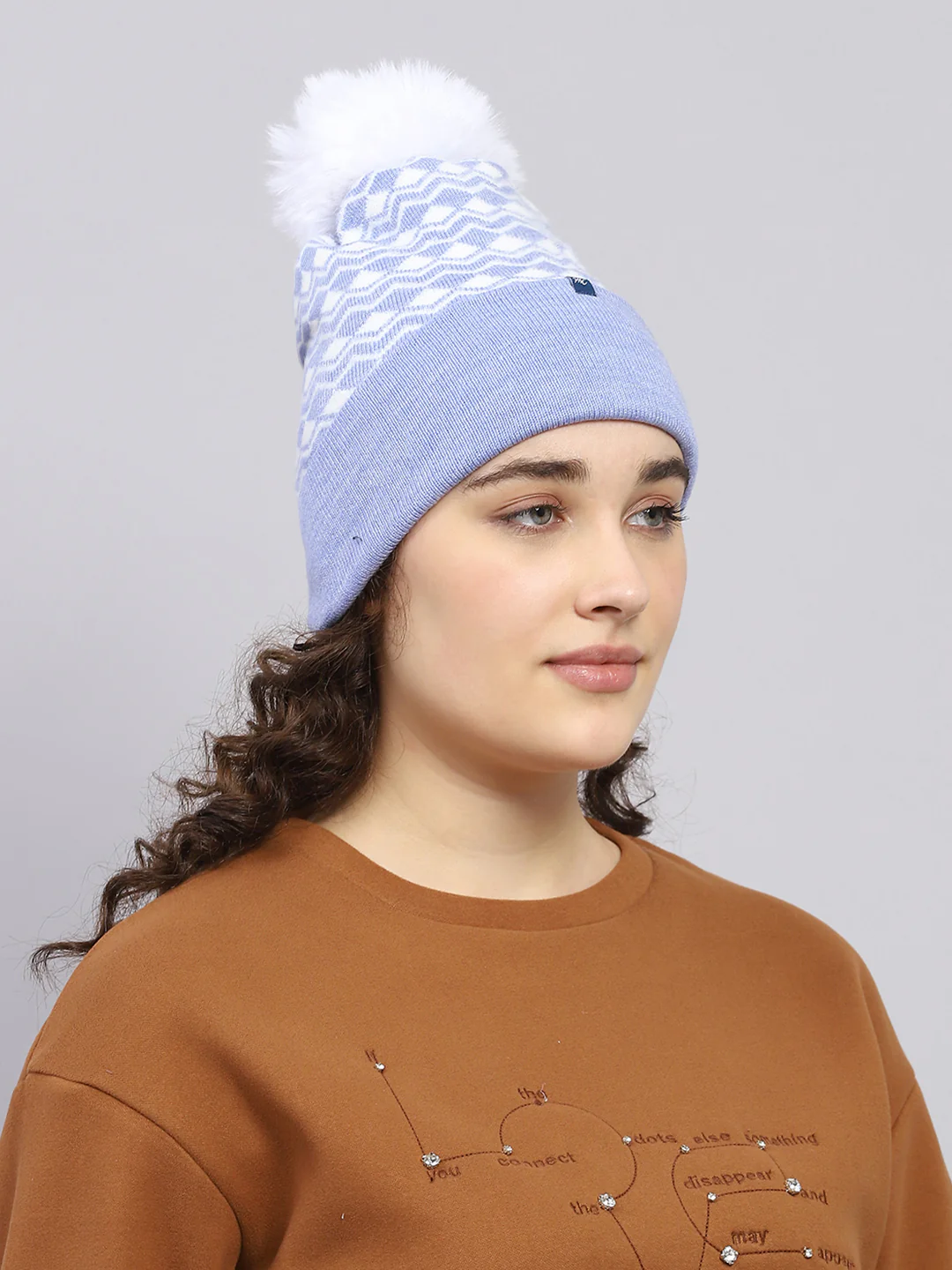 Women Blue Self Design Cap - Image 4