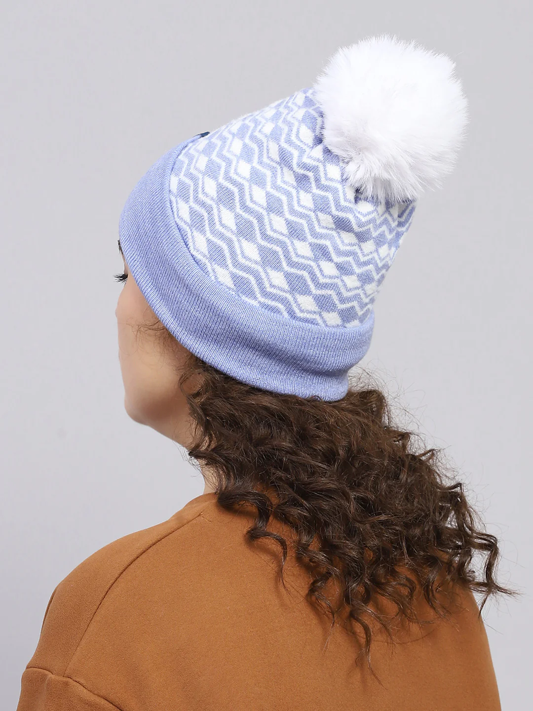 Women Blue Self Design Cap - Image 5