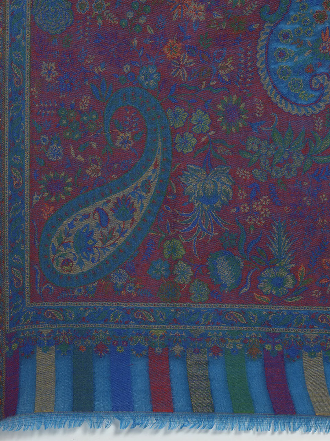 Women Blue Self Design Shawl - Image 6
