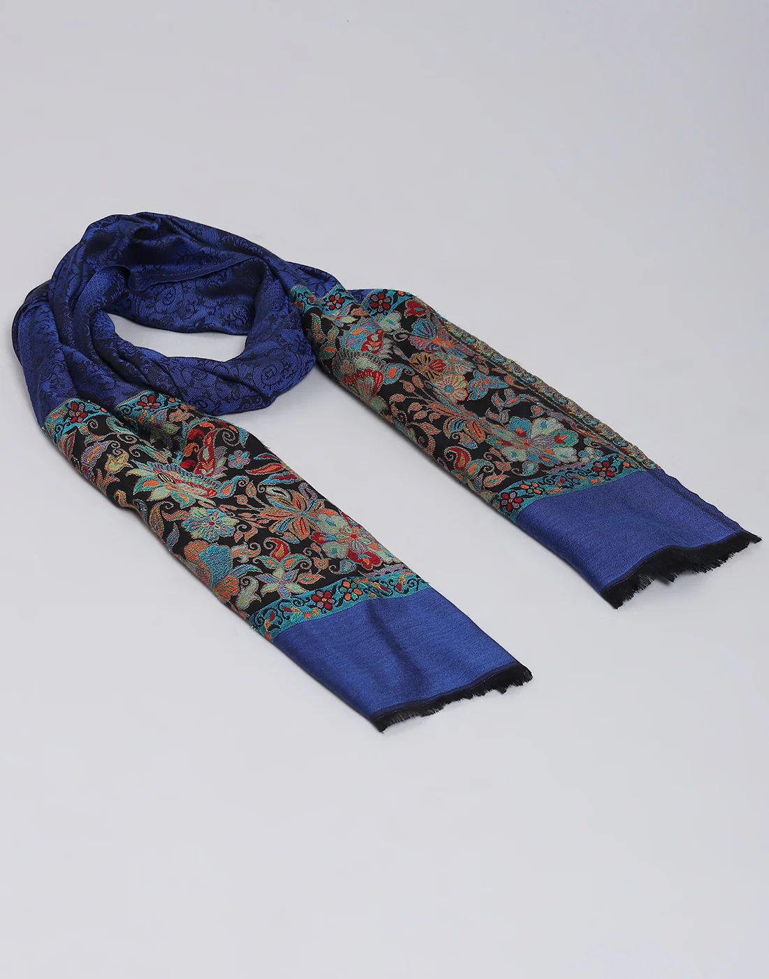 Women Blue Self Design Stole - Image 6