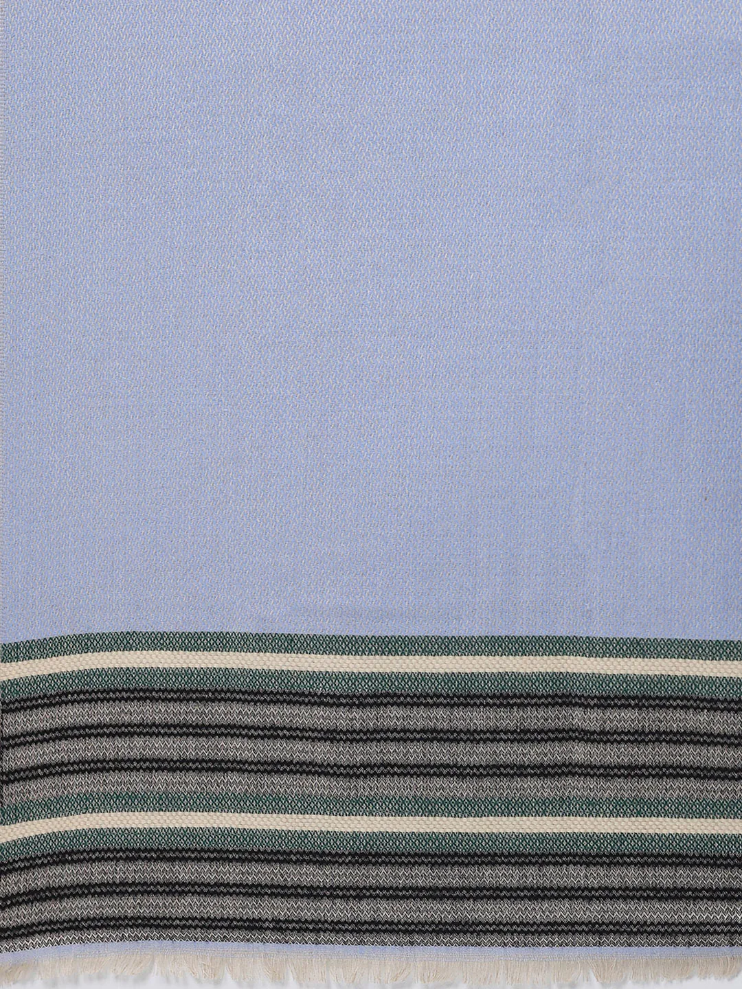 Women Blue Self Design Wool Stole - Image 7
