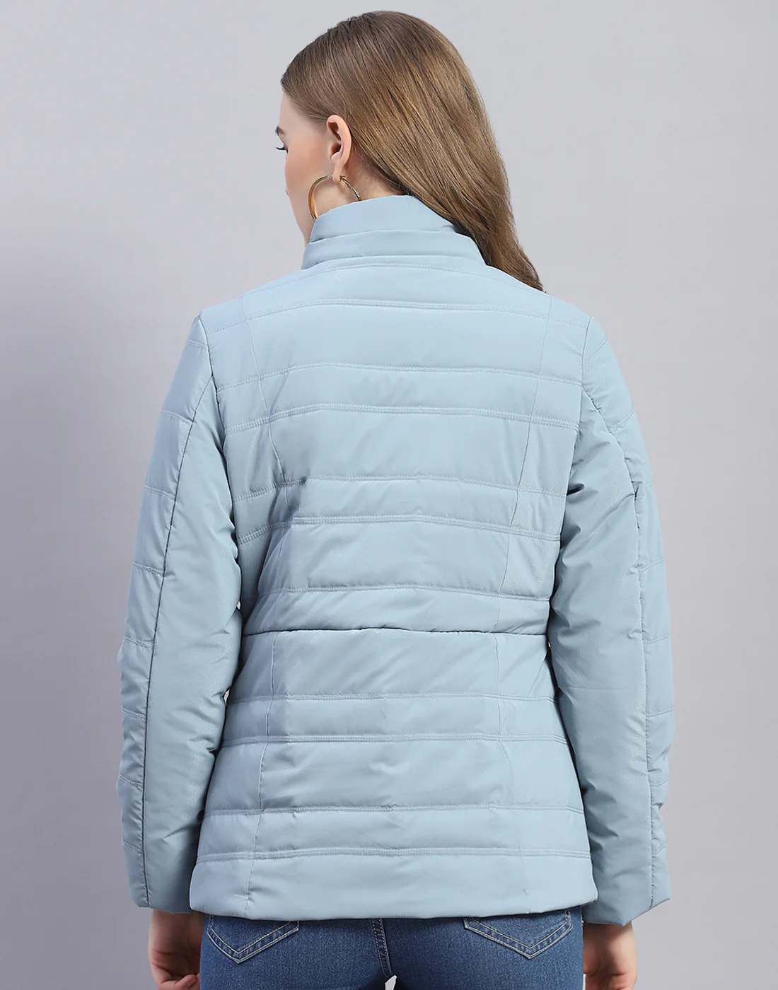Women Blue Solid Hooded Full Sleeve Jacket - Image 7