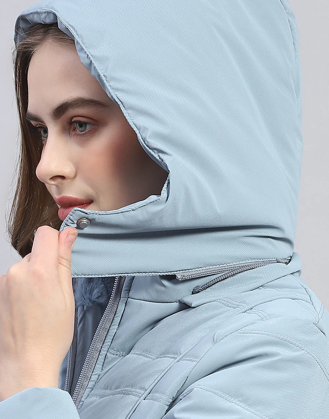 Women Blue Solid Hooded Full Sleeve Jacket - Image 9