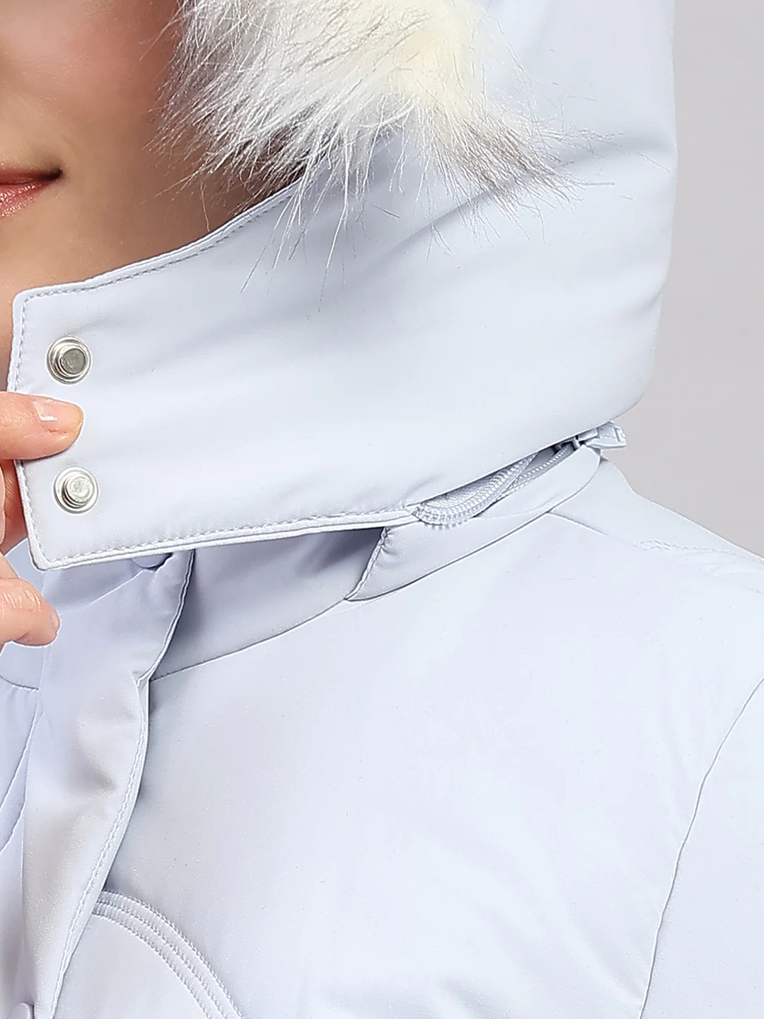 Women Blue Solid Hooded Full Sleeve Jacket - Image 8