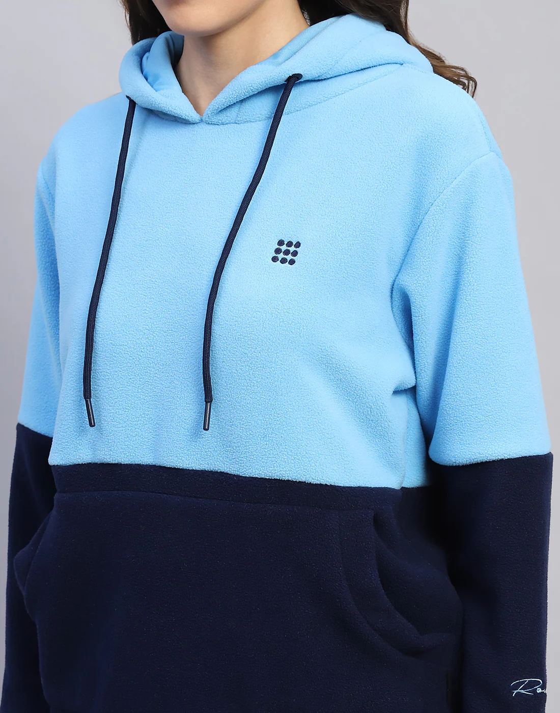 Rock.it Women Blue Solid Hooded Full Sleeve Sweatshirt - Image 7