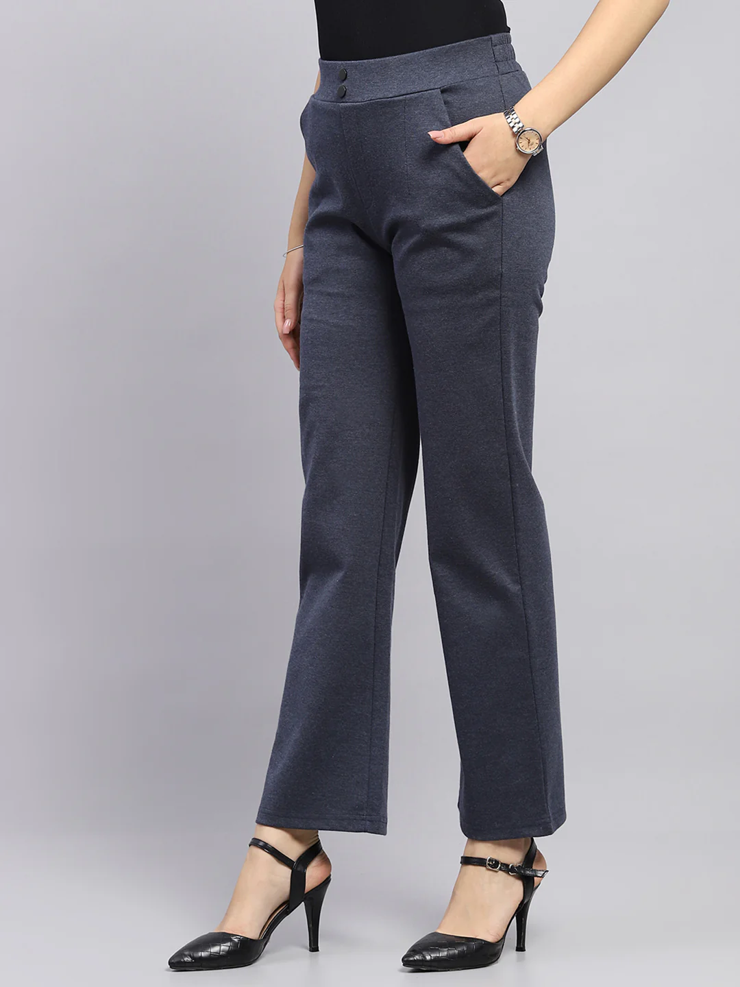 Women Blue Solid   Jegging - Image 3