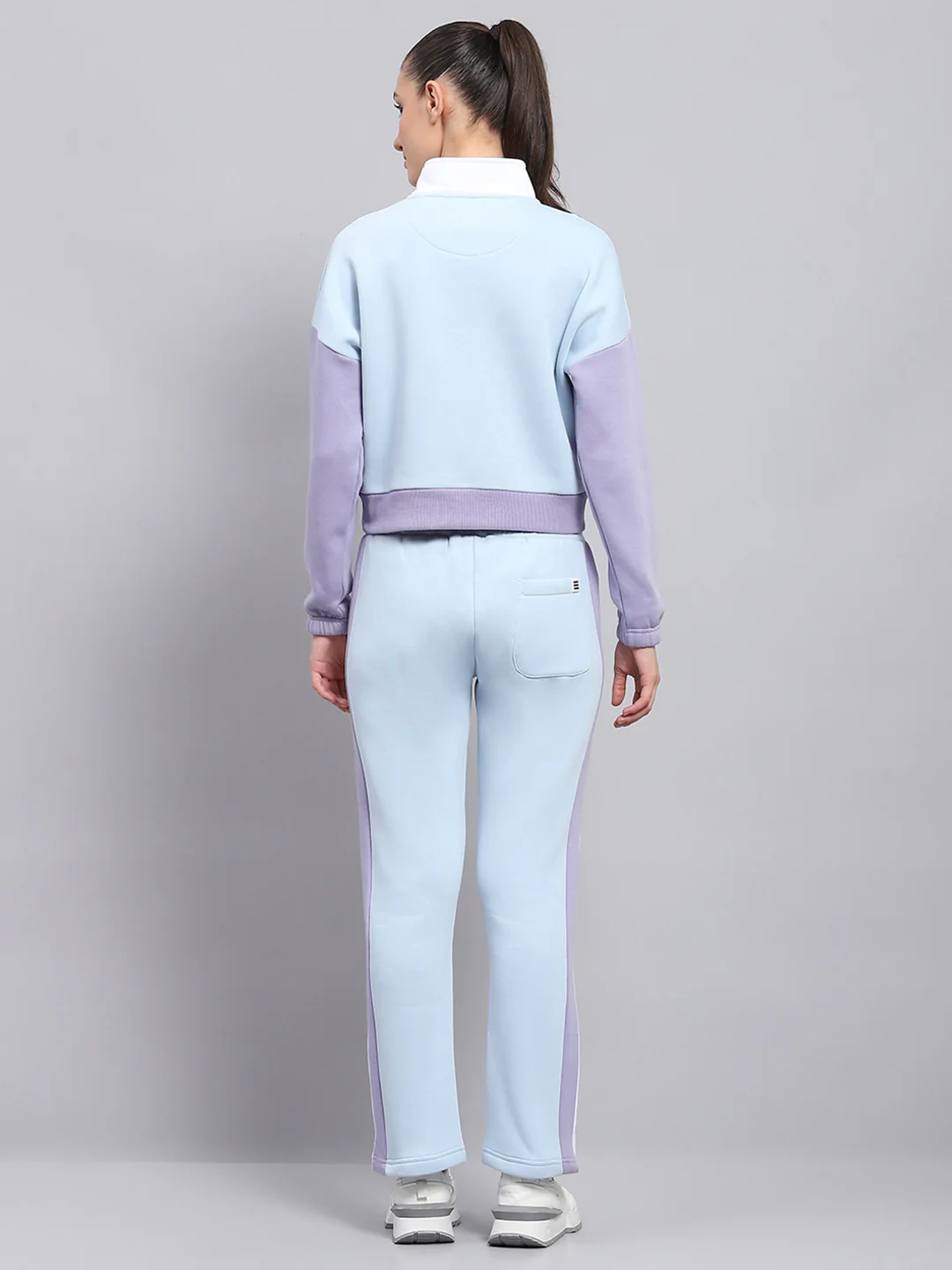 Rock.it Women Blue Solid Mock Neck Full Sleeve Tracksuit - Image 5