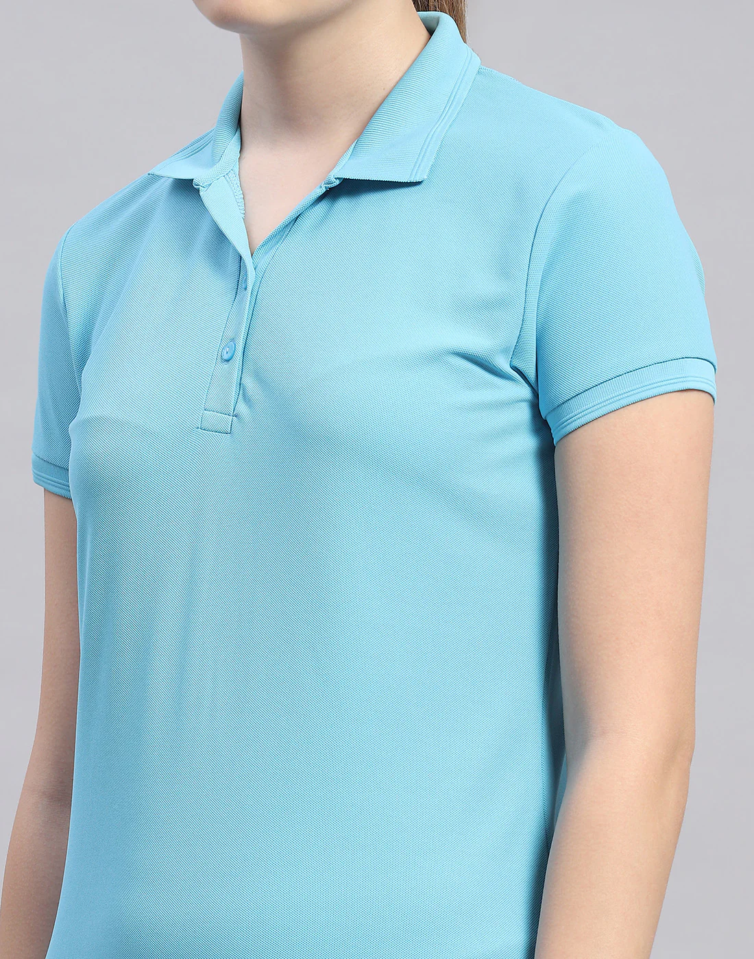 Rock.it Women Blue Solid Polo Collar Half Sleeve T-Shirt - Image 6