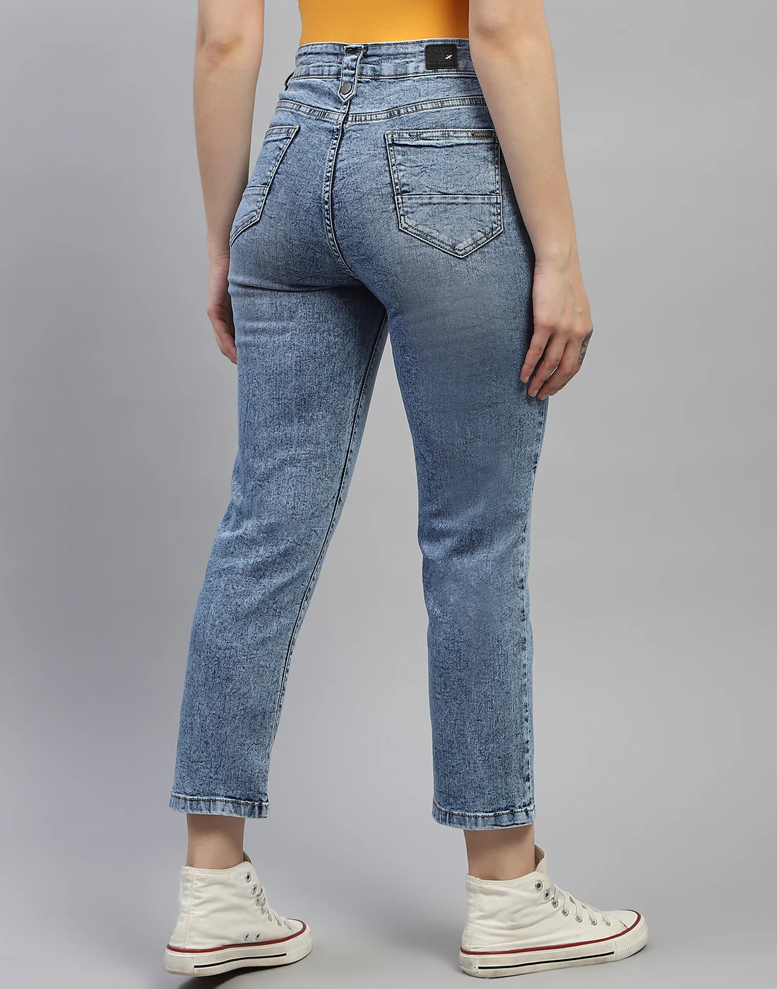 Women Blue Solid Regular Fit Denim - Image 5