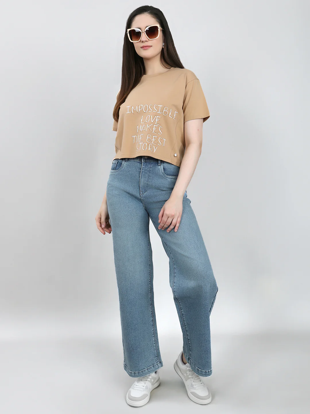 Women Blue Solid Regular Fit Denim - Image 6