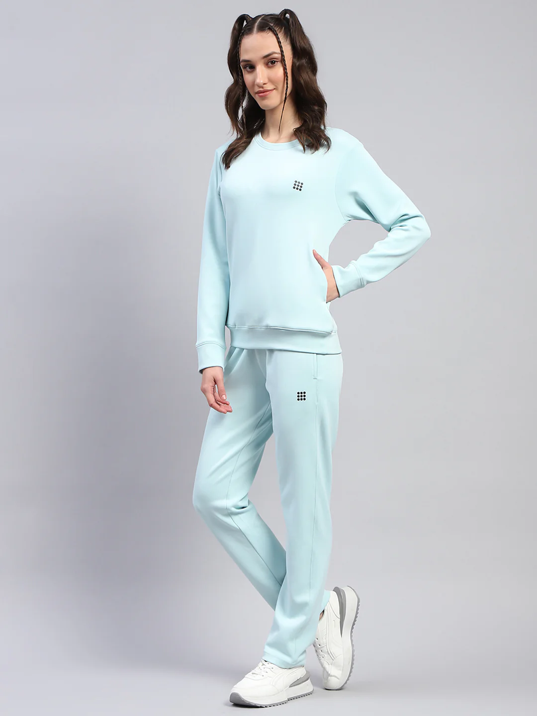 Rock.it Women Blue Solid Round Neck Full Sleeve Cords Set - Image 4
