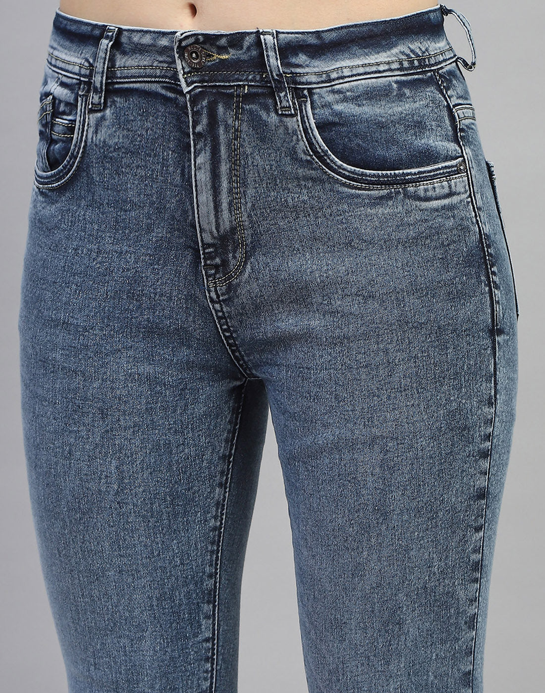 Women Blue Solid Slim Fit Denim - Image 6
