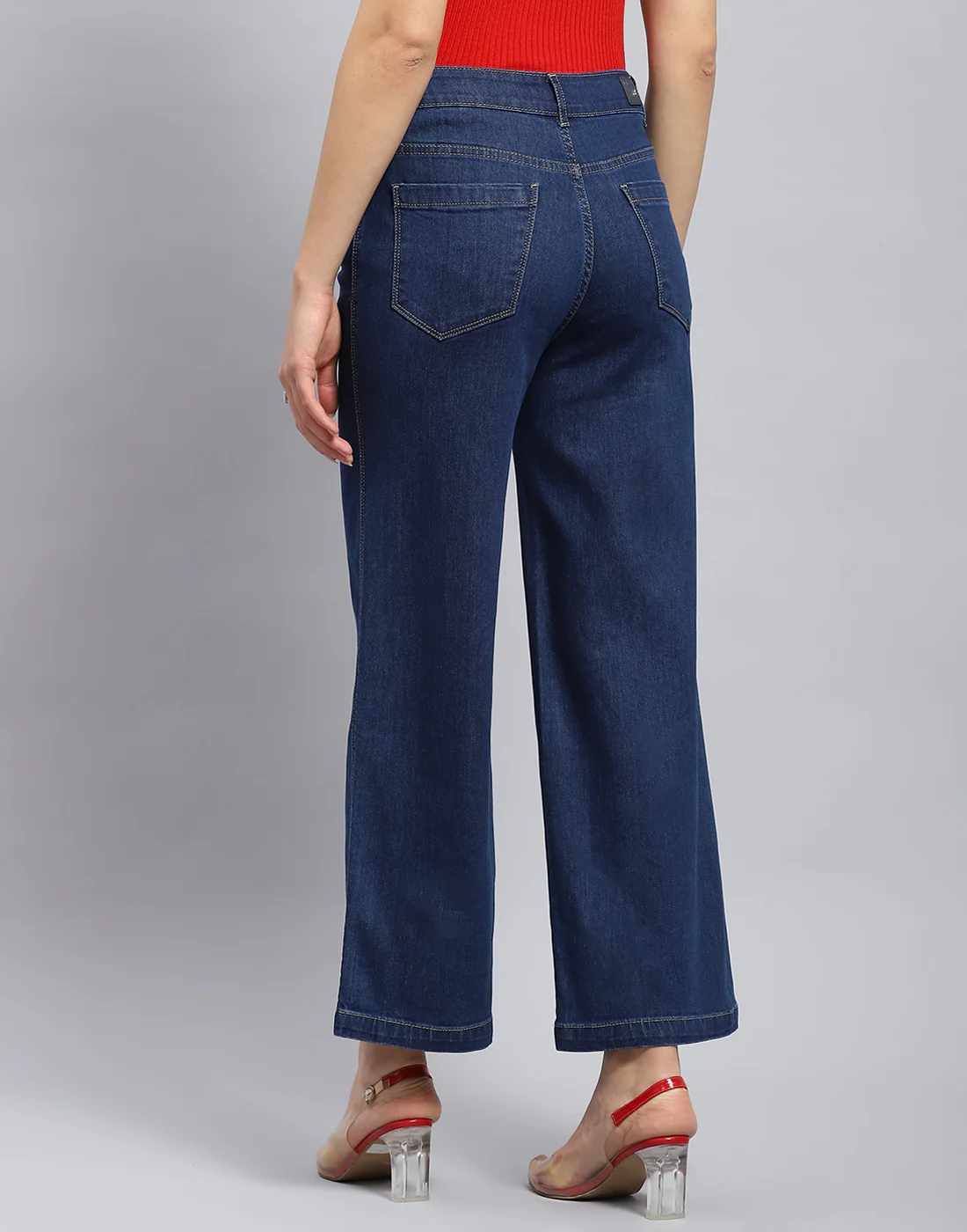 Women Blue Solid Slim Fit Denim - Image 4