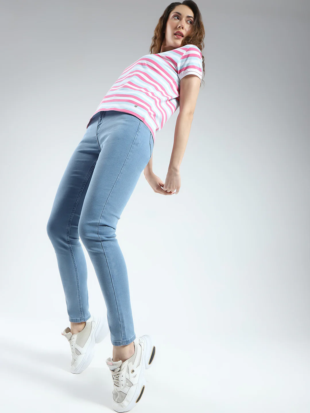 Women Blue Solid Slim Fit Denim - Image 2
