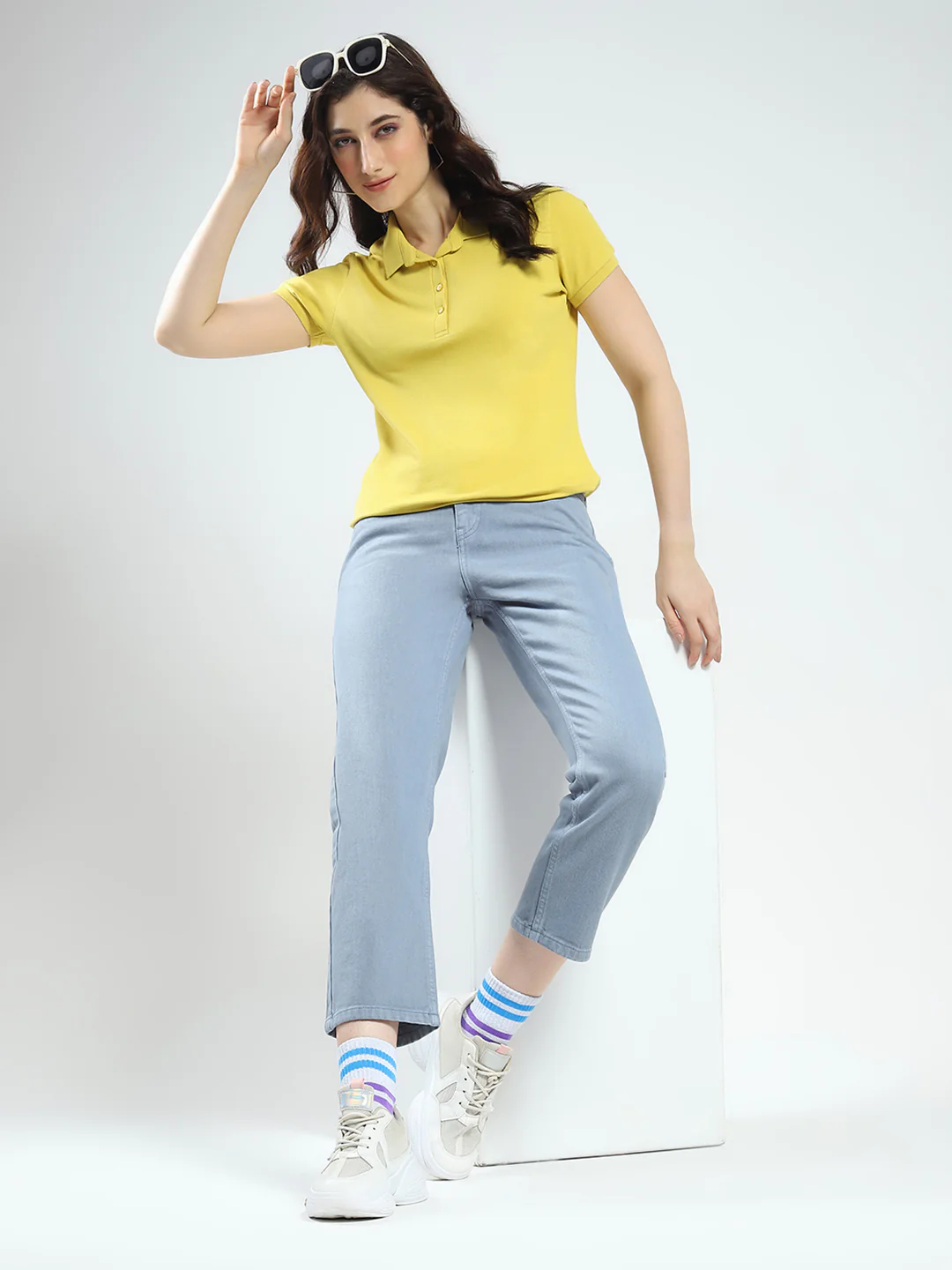 Women Blue Solid Slim Fit Denim - Image 2