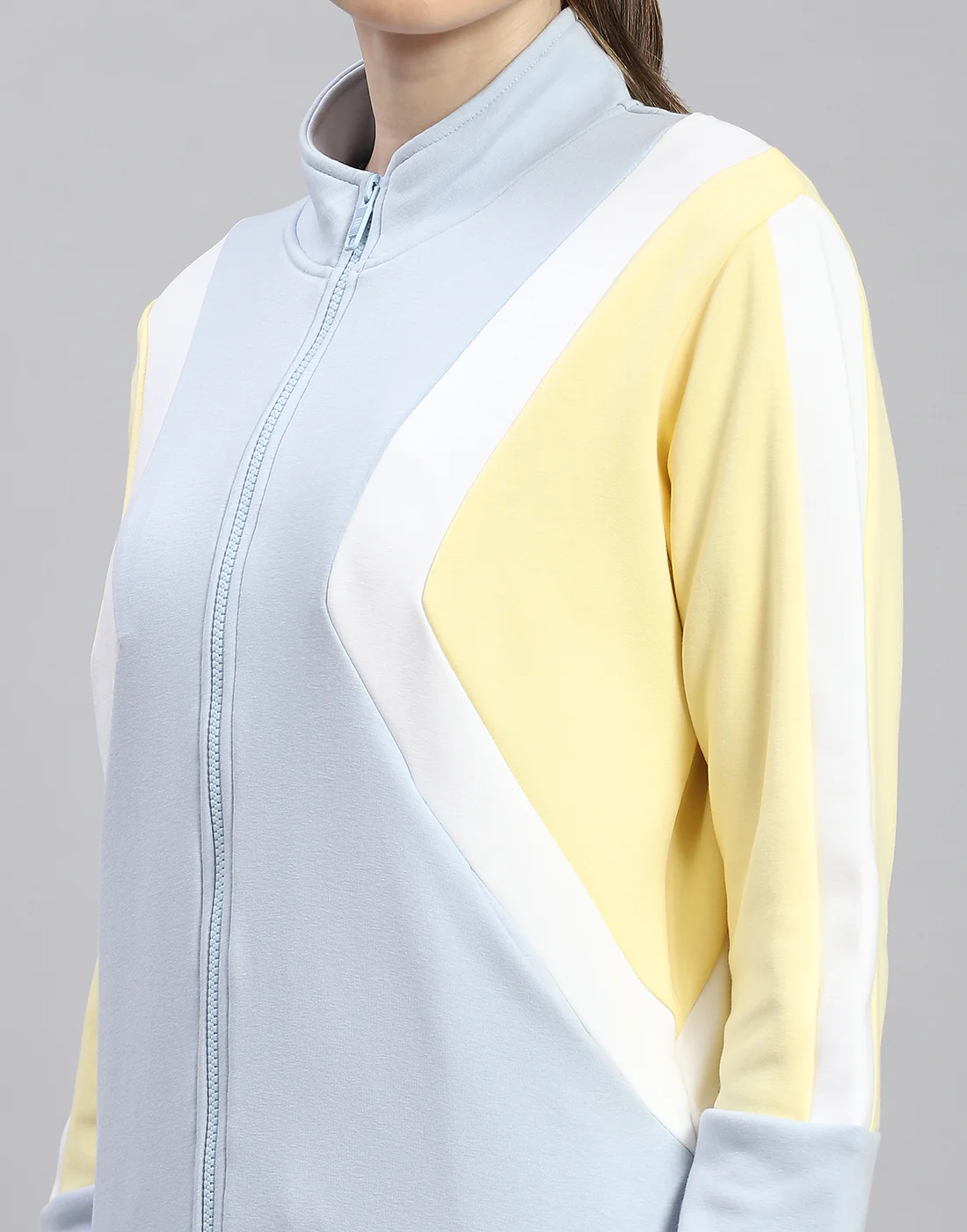 Rock.it Women Blue Solid Stand Collar Full Sleeve Sweatshirt - Image 6