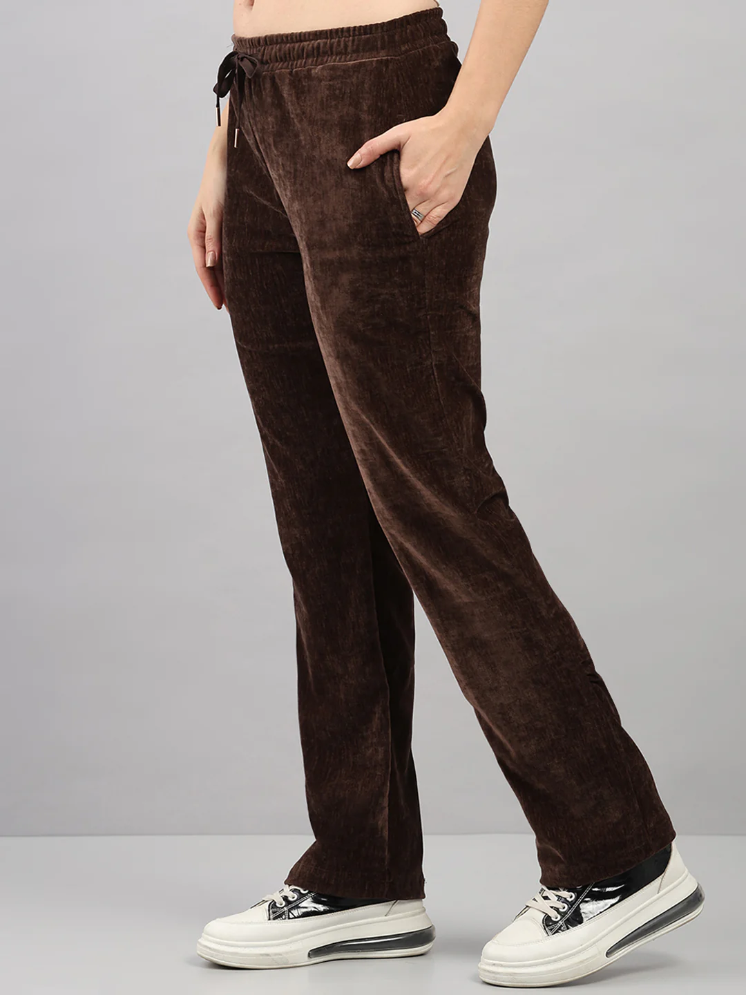 Women Brown Polka Dots Hooded Full Sleeve Winter Tracksuit - Image 6