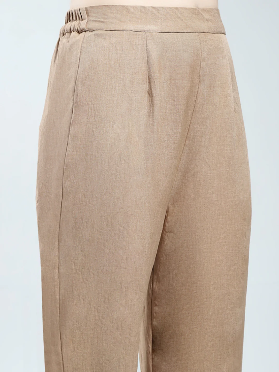 Women Brown Printed Collar Full Sleeve Cords Set - Image 8