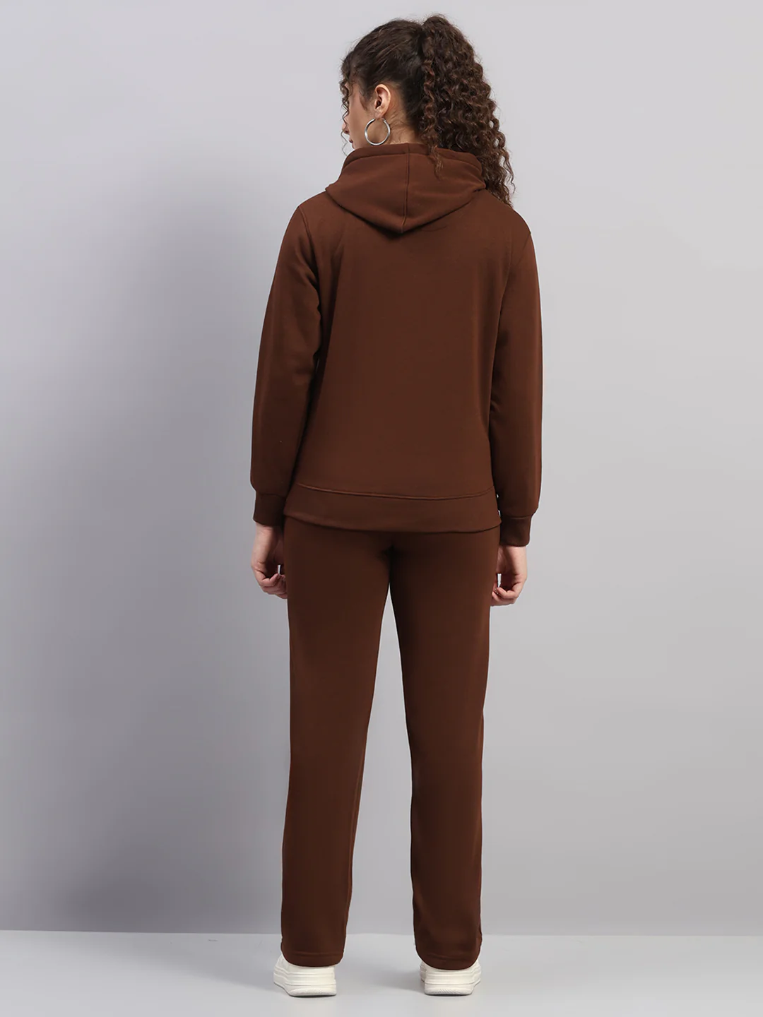 Women Brown Printed Hooded Full Sleeve Cords Set - Image 6