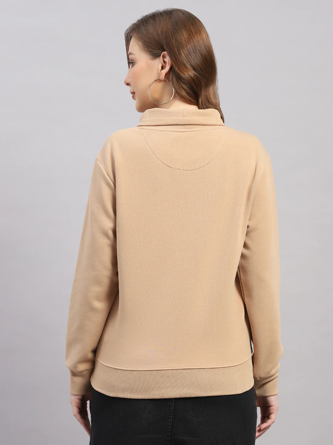 Women Brown Printed Round Neck Full Sleeve Sweatshirt - Image 5