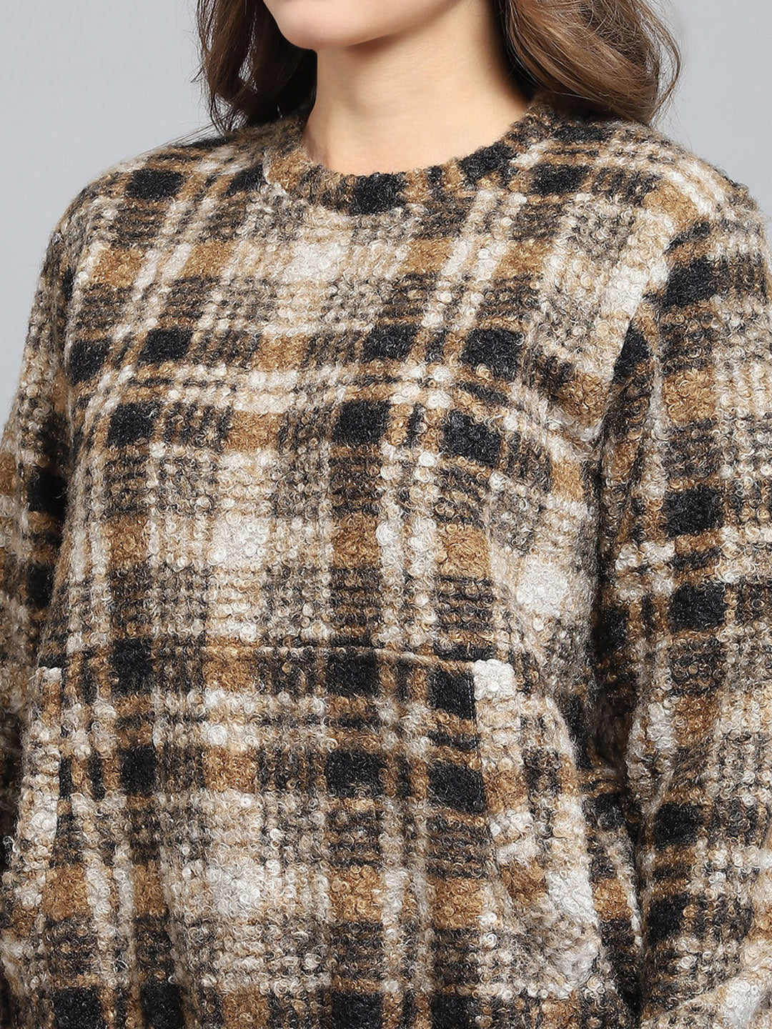 Rock.it Women Brown Self Design Round Neck Full Sleeve Sweatshirt - Image 7