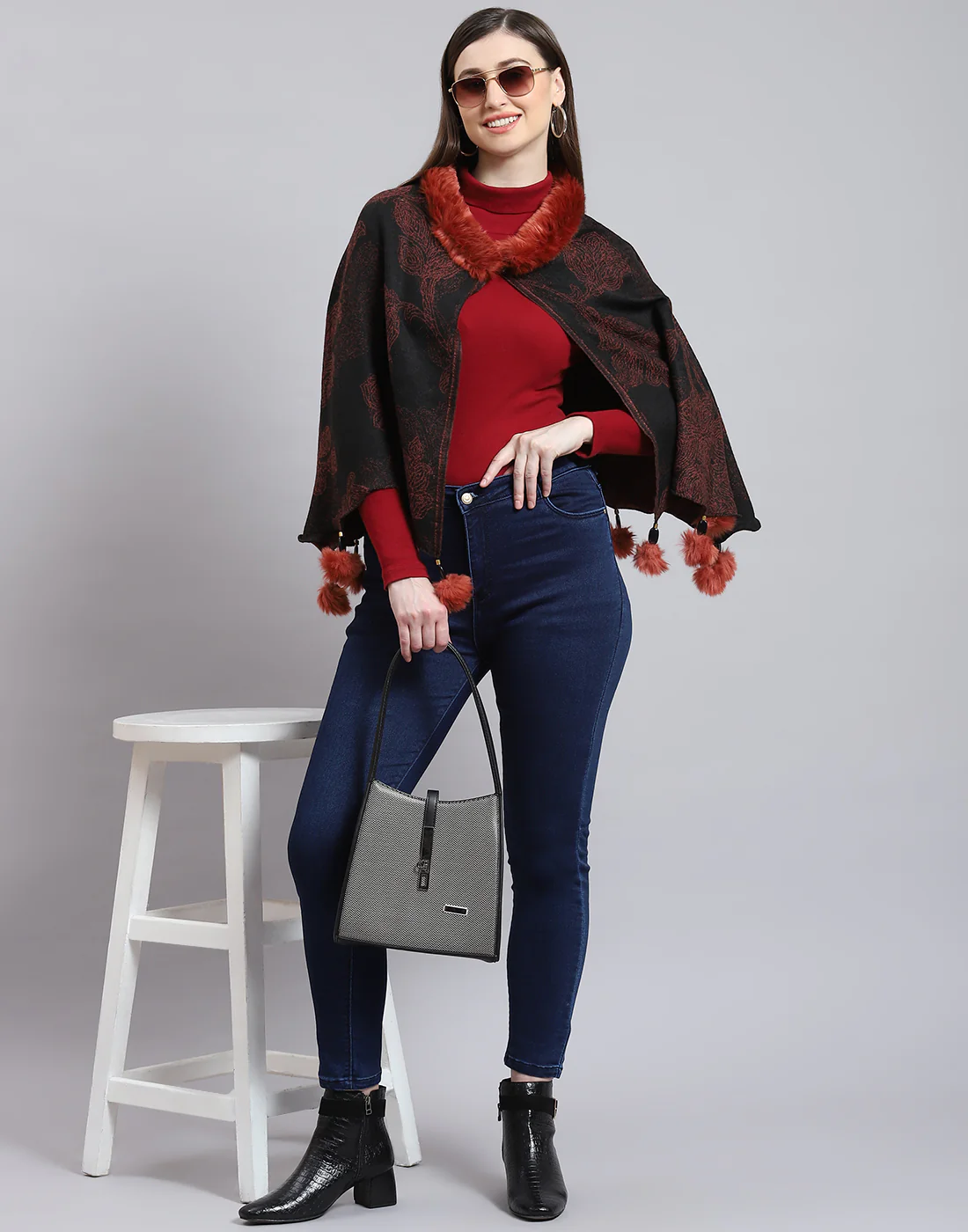 Women Brown Self Design Stole - Image 3