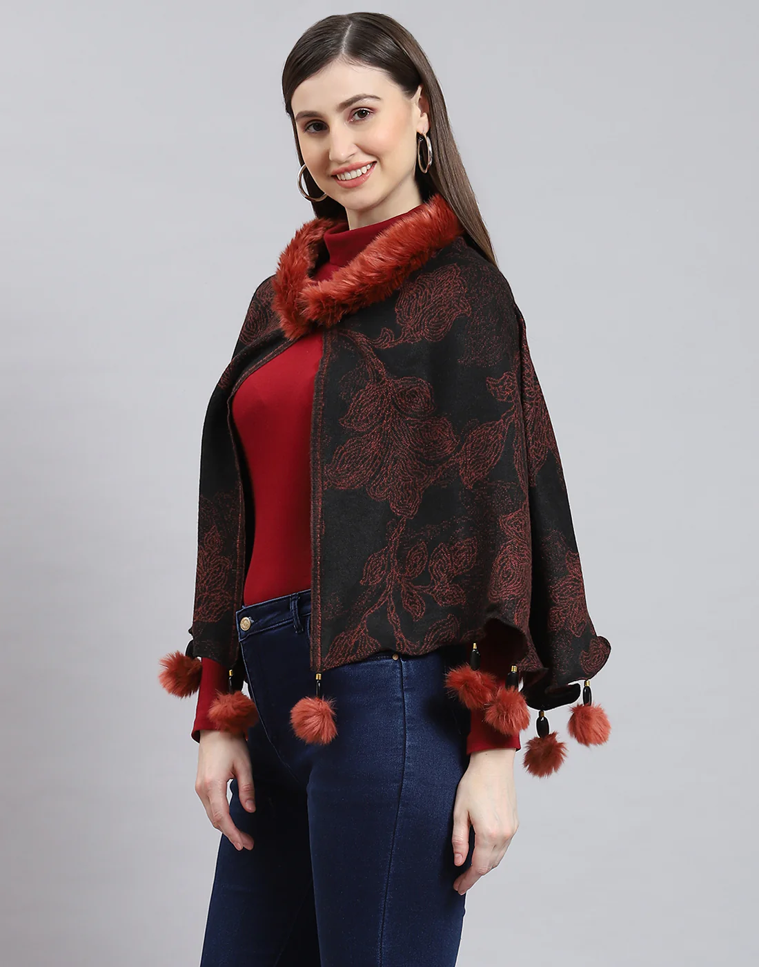 Women Brown Self Design Stole - Image 4