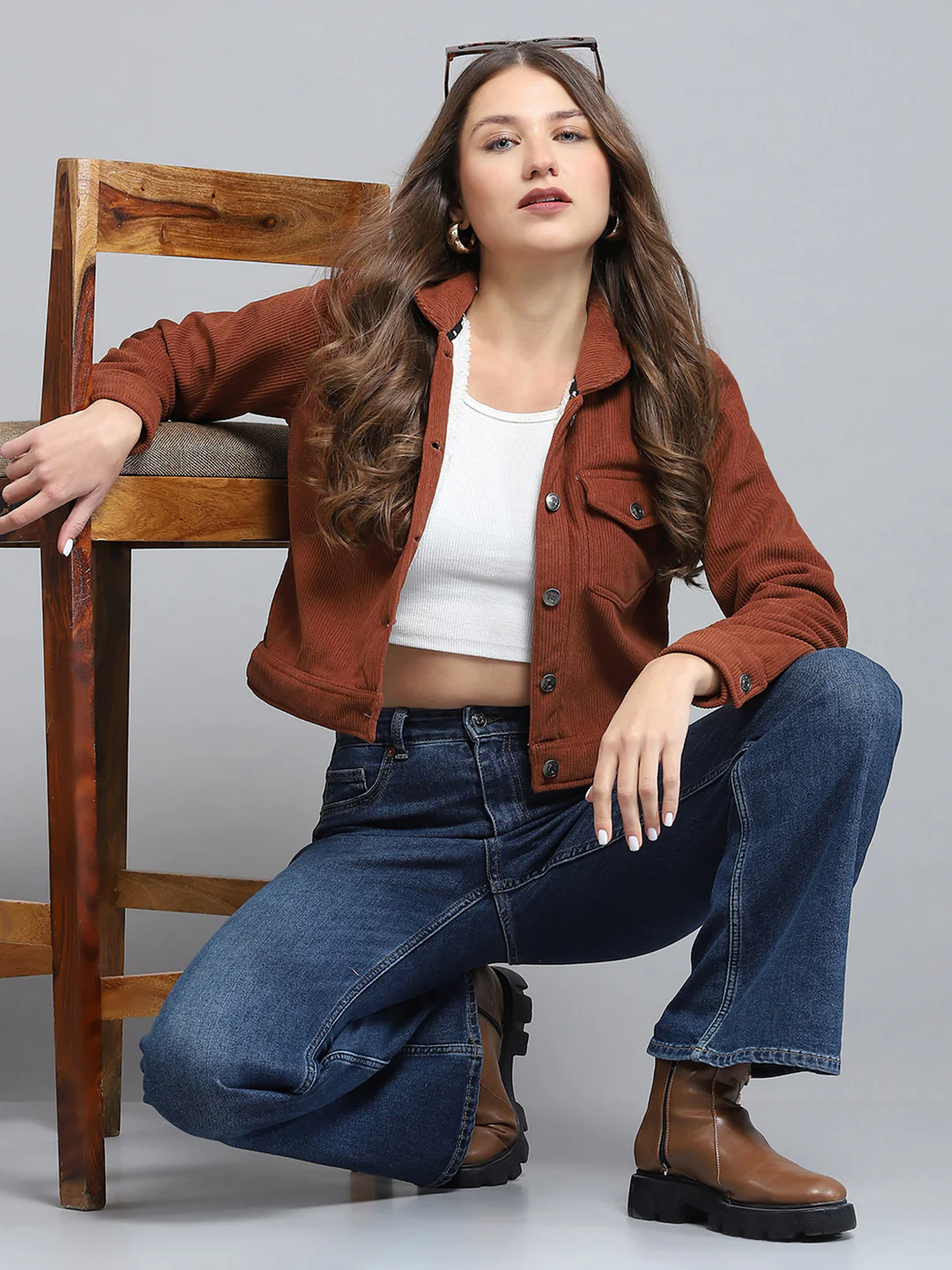 Rock.it Women Brown Solid Collar Full Sleeve Jacket - Image 2