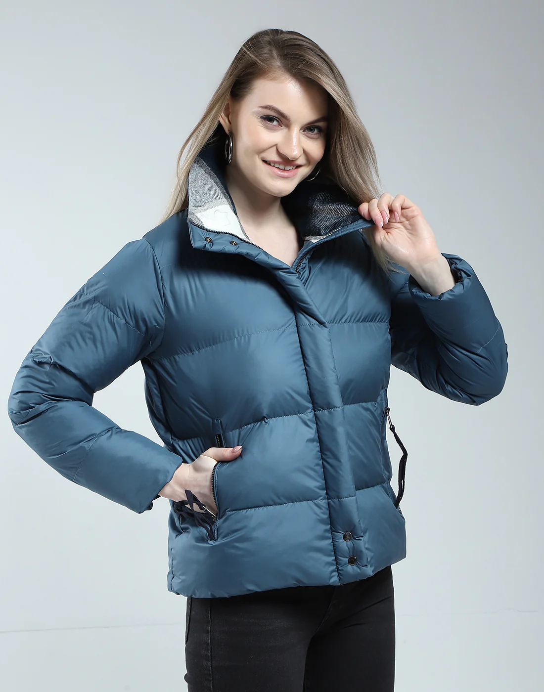 Women Brown Solid Collar Full Sleeve Jacket - Image 3