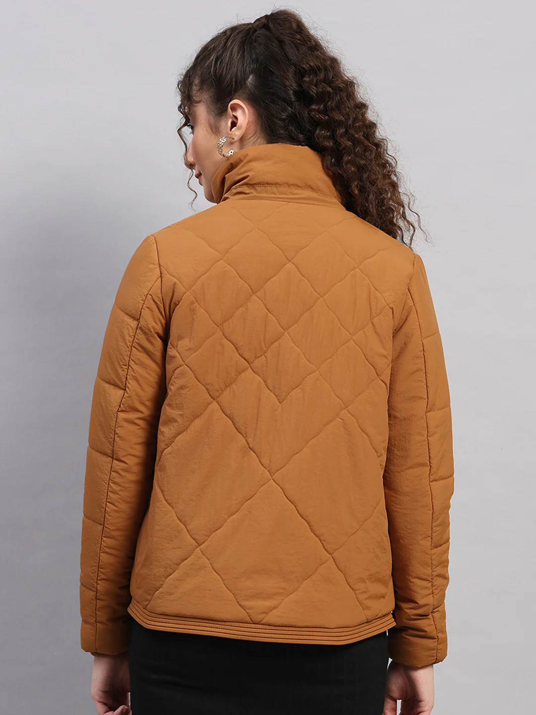 Women Brown Solid Collar Full Sleeve Jacket - Image 5