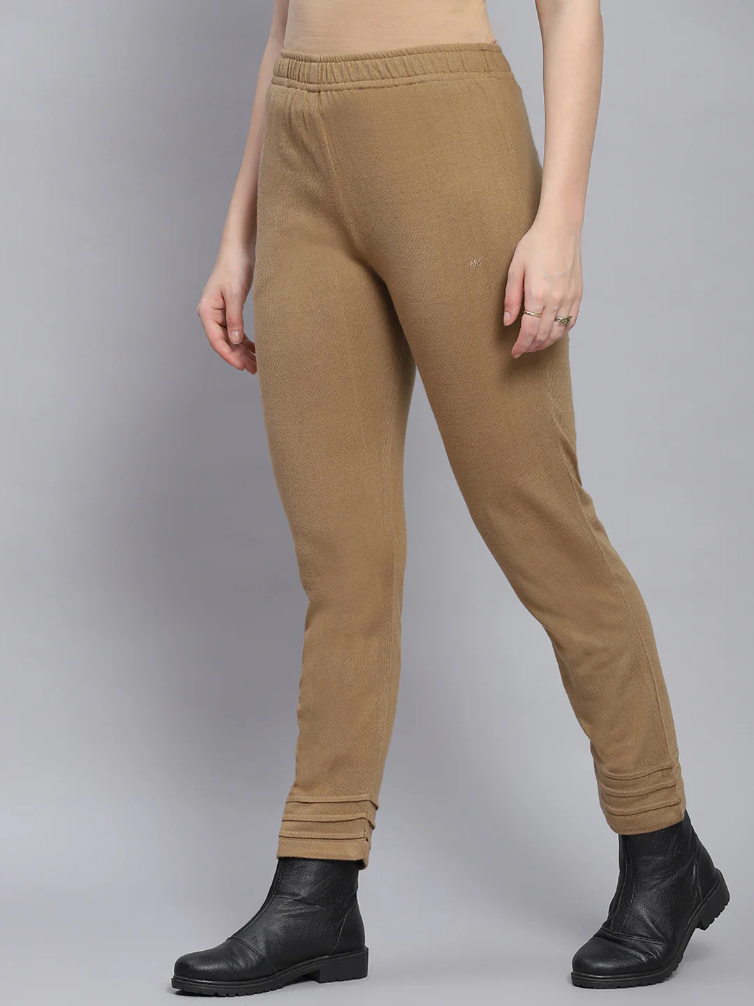 Women Brown Solid Regular Fit Winter Lowers - Image 3